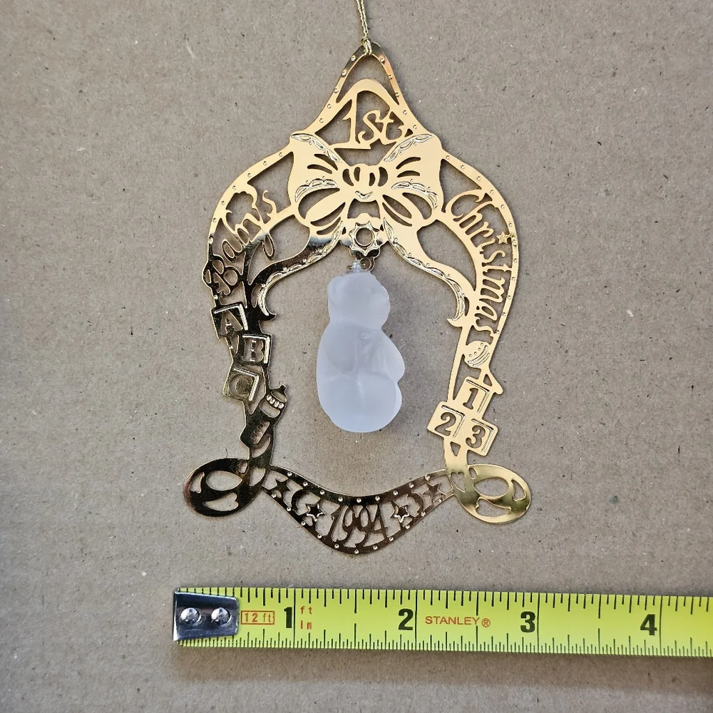 1994 Lenox Baby's 1st Christmas Gold Filigree & Glass Bear Ornament